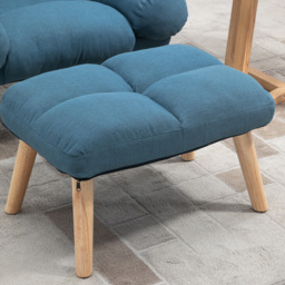 HOMCOM Occasional Recliner with Ottoman, 3-Position Adjustable Linen Fabric Reclining Lounger with Footstool, Cat Scratch Anti, Blue - Aosom UK - thumbnail 9