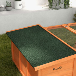 PawHut Rabbit Hutch Small Animal Guinea Pig House Off-ground Ferret Bunny Cage Backyard with Openable Main House & Run Roof 125.5 x 100 x 49cm Orange - thumbnail 8