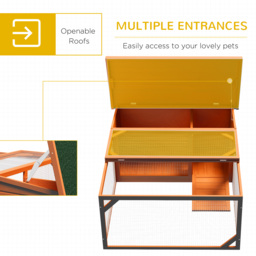PawHut Rabbit Hutch Small Animal Guinea Pig House Off-ground Ferret Bunny Cage Backyard with Openable Main House & Run Roof 125.5 x 100 x 49cm Orange - thumbnail 5