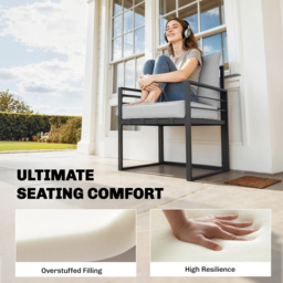 Outsunny Outdoor Seat and Back Cushion Set, 63L x 55W x 15Dcm Patio Deep Seating Chair Fade Resistant Replacement Cushion, Black - thumbnail 5