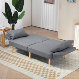 HOMCOM 3/2 Seater Sofa Bed, Convertible Bed Settee, Modern Fabric Loveseat Sofa Couch with 2 Cushions for Living Room, Guest Room, Cat Scratch Anti, Grey - thumbnail 8