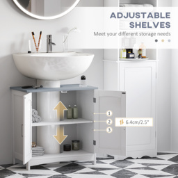 kleankin Bathroom Furniture Set with Adjustable Shelves, Tall Bathroom Storage Cabinet with Open Shelves and Drawers, White - Aosom UK - thumbnail 5