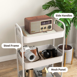 HOMCOM Three-Tier Steel Storage Trolley - White - thumbnail 6