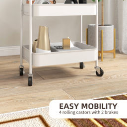 HOMCOM Three-Tier Steel Storage Trolley - White - thumbnail 5