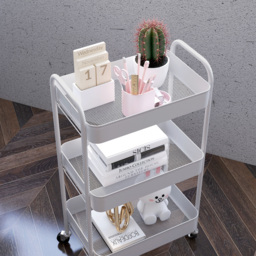 HOMCOM Three-Tier Steel Storage Trolley - White - thumbnail 9