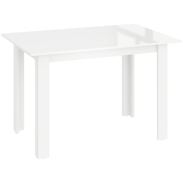 HOMCOM Extendable Dining Table, 120-160 x 70cm Rectangular Kitchen Table for Small Spaces, Seats 4-6 People, High Gloss White - image 1