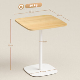 HOMCOM Small Dining Table, 60 cm Square Kitchen Table with Wood-veneer Top and Steel Base - Natural Wood Finish - thumbnail 3