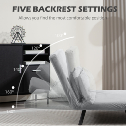 HOMCOM 4-in-1 Velvet-Feel Double Sofa Bed, with Pillows - Light Grey - thumbnail 5