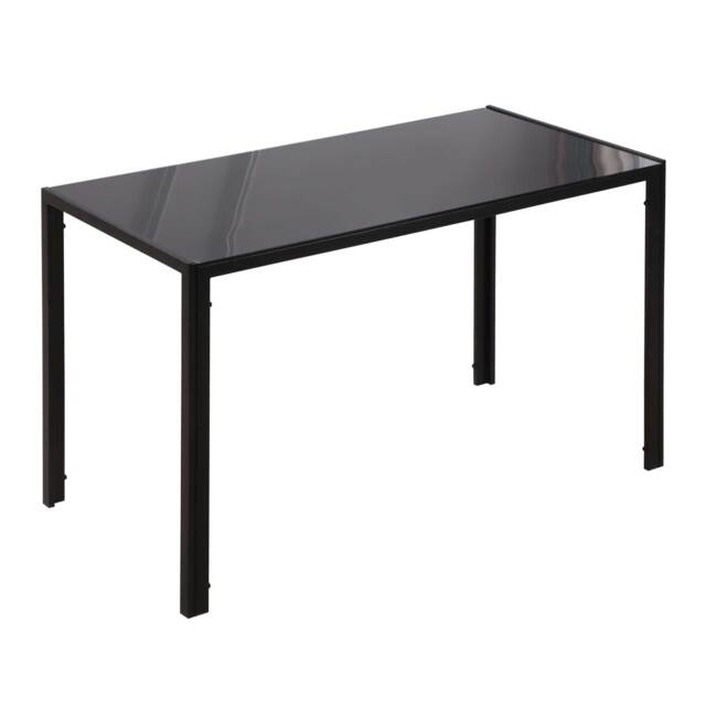 HOMCOM Rectangular Dining Table for 4 People w/ Tempered Glass Top & Metal Legs, Modern Dining Table for Dining Room, Living Room, Black - Aosom UK - image 1