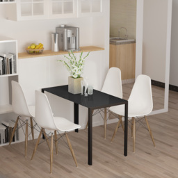 HOMCOM Rectangular Dining Table for 4 People w/ Tempered Glass Top & Metal Legs, Modern Dining Table for Dining Room, Living Room, Black - Aosom UK - thumbnail 9