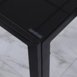 HOMCOM Rectangular Dining Table for 4 People w/ Tempered Glass Top & Metal Legs, Modern Dining Table for Dining Room, Living Room, Black - Aosom UK - thumbnail 8