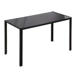 HOMCOM Rectangular Dining Table for 4 People w/ Tempered Glass Top & Metal Legs, Modern Dining Table for Dining Room, Living Room, Black - Aosom UK - thumbnail 1
