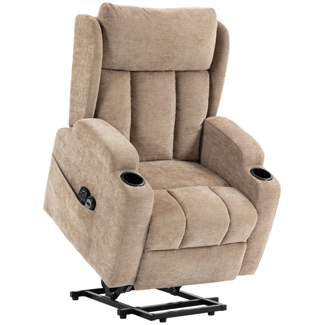 HOMCOM Power Lift Recliner Chair with Vibration Massage and Heat, Chenille Riser and Recliner Armchair for Elderly, Brown - image 1
