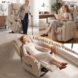 HOMCOM Power Lift Recliner Chair with Vibration Massage and Heat, Chenille Riser and Recliner Armchair for Elderly, Brown - thumbnail 6
