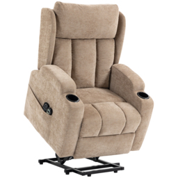 HOMCOM Power Lift Recliner Chair with Vibration Massage and Heat, Chenille Riser and Recliner Armchair for Elderly, Brown - thumbnail 1
