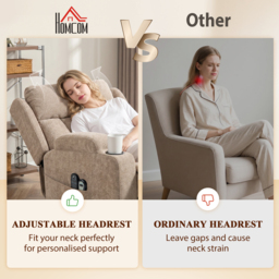 HOMCOM Power Lift Recliner Chair with Vibration Massage and Heat, Chenille Riser and Recliner Armchair for Elderly, Brown - thumbnail 5