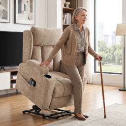 HOMCOM Power Lift Recliner Chair with Vibration Massage and Heat, Chenille Riser and Recliner Armchair for Elderly, Brown - thumbnail 2
