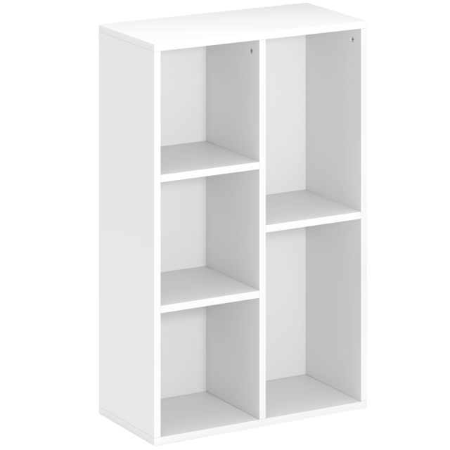 HOMCOM 2-Tier Bookshelf with 5 Compartments - White - image 1