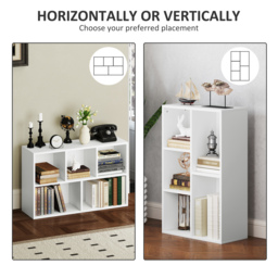 HOMCOM 2-Tier Bookshelf with 5 Compartments - White - thumbnail 5