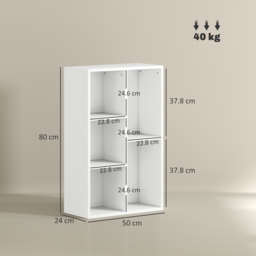 HOMCOM 2-Tier Bookshelf with 5 Compartments - White - thumbnail 3
