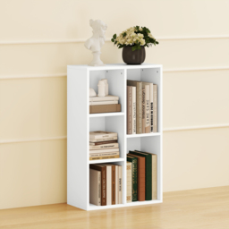 HOMCOM 2-Tier Bookshelf with 5 Compartments - White - thumbnail 7