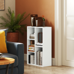 HOMCOM 2-Tier Bookshelf with 5 Compartments - White - thumbnail 2