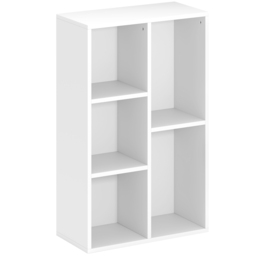 HOMCOM 2-Tier Bookshelf with 5 Compartments - White - thumbnail 1