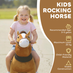 AIYAPLAY Ride On Horse, Plush Walking Horse Toy with Wheels and Saddle for Ages 3-5 Years Old, Dark Brown - thumbnail 4