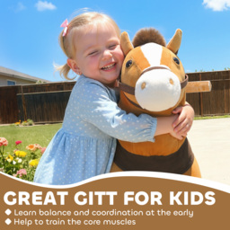 AIYAPLAY Ride On Horse, Plush Walking Horse Toy with Wheels and Saddle for Ages 3-5 Years Old, Dark Brown - thumbnail 7