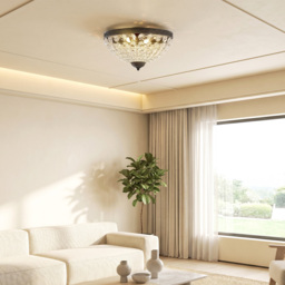 HOMCOM Crystal Chandelier Ceiling Light with 168 Octagonal Beads, Vintage 2-Light Flush Mount Ceiling Light for Living Room, Bedroom, Hallway, Dining Room, Black - thumbnail 9