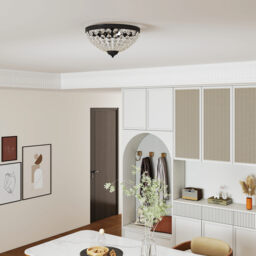 HOMCOM Crystal Chandelier Ceiling Light with 168 Octagonal Beads, Vintage 2-Light Flush Mount Ceiling Light for Living Room, Bedroom, Hallway, Dining Room, Black - thumbnail 8