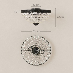 HOMCOM Crystal Chandelier Ceiling Light with 168 Octagonal Beads, Vintage 2-Light Flush Mount Ceiling Light for Living Room, Bedroom, Hallway, Dining Room, Black - thumbnail 3