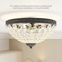 HOMCOM Crystal Chandelier Ceiling Light with 168 Octagonal Beads, Vintage 2-Light Flush Mount Ceiling Light for Living Room, Bedroom, Hallway, Dining Room, Black - thumbnail 6