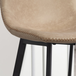 HOMCOM Bar Stools Set of 2, PU Leather Dining Stools with Backrest, Footrest, for Kitchen, Counter, Breakfast Bar, Light Brown - thumbnail 9