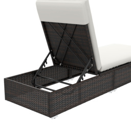 Outsunny Set of Two Rattan Sun Loungers, with Reclining Backs - Brown/Cream - Aosom UK - thumbnail 8