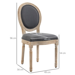 HOMCOM Dining Chairs Set of 2, French-Style Kitchen Chairs, Armless Accent Chairs with Backrest and Linen-Touch Upholstery, Cat Scratch Anti, Grey - Aosom UK - thumbnail 3