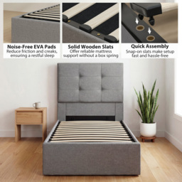 HOMCOM 3ft Single Ottoman Bed with Gas Lift Storage - Grey - thumbnail 7