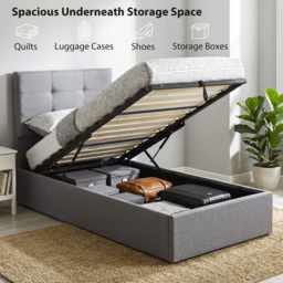 HOMCOM 3ft Single Ottoman Bed with Gas Lift Storage - Grey - thumbnail 4