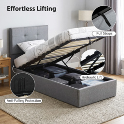 HOMCOM 3ft Single Ottoman Bed with Gas Lift Storage - Grey - thumbnail 5