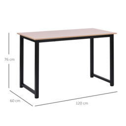 HOMCOM Computer Desk, PC Writing Table, Home Office Workstation, Adjustable Feet, Metal Frame, Oak Black - Aosom UK - thumbnail 3
