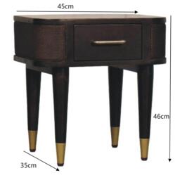 Solid Mango Wood Belmont Bedside Cabinet with Spacious Drawer and Hand-Finished Details, Table for Bedroom, 35L x 45W x 46H cm, Brown - Aosom UK - thumbnail 3