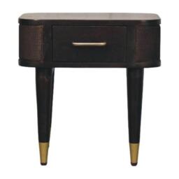 Solid Mango Wood Belmont Bedside Cabinet with Spacious Drawer and Hand-Finished Details, Table for Bedroom, 35L x 45W x 46H cm, Brown - Aosom UK - thumbnail 2