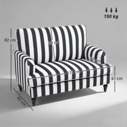 HOMCOM Modern Accent Chair, Velvet Single Sofa Armchair with Stripe, Turned Legs and Wide Seat, Upholstered Snuggle Chair for Living Room, Bedroom, Black and White - thumbnail 3