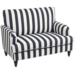 HOMCOM Modern Accent Chair, Velvet Single Sofa Armchair with Stripe, Turned Legs and Wide Seat, Upholstered Snuggle Chair for Living Room, Bedroom, Black and White - thumbnail 1