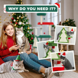 PawHut Christmas Cat Tree, 120cm Cat Tower with Scratching Post & Board, Platform, Toys, Green - thumbnail 8