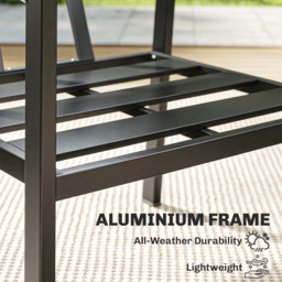 Outsunny Aluminium Garden Furniture Set, 4 Seater Outdoor Patio Furniture with Loveseat, 2 Armchairs, Slatted Table - thumbnail 4