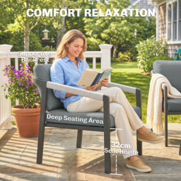 Outsunny Aluminium Garden Furniture Set, 4 Seater Outdoor Patio Furniture with Loveseat, 2 Armchairs, Slatted Table - thumbnail 8