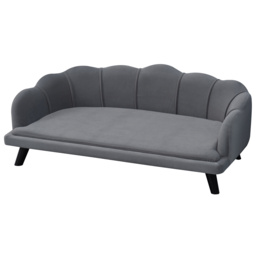 PawHut Dog Sofa for Medium Large Dogs, Shell Shaped Pet Couch Bed with Legs Cushion Washable Cover, Grey