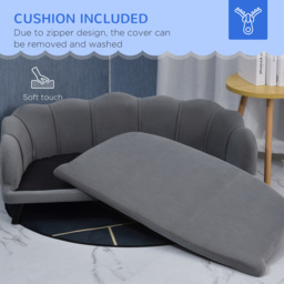 PawHut Dog Sofa for Medium Large Dogs, Shell Shaped Pet Couch Bed with Legs Cushion Washable Cover, Grey - thumbnail 6