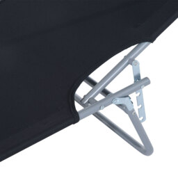 Outsunny Reclining Chair Sun Lounger Folding Lounger Seat with Sun Shade Awning Beach Garden Outdoor Patio Recliner Adjustable (Black) - thumbnail 9